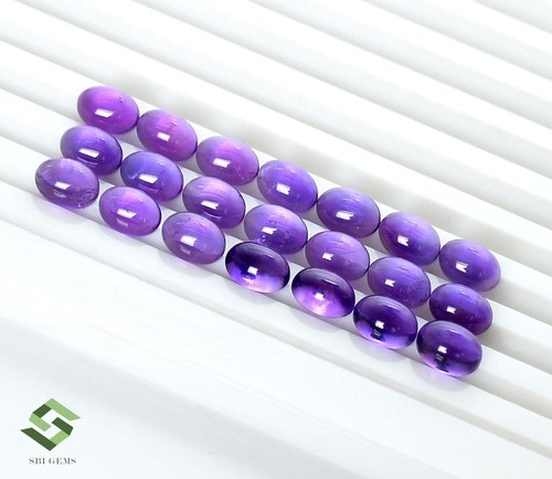 Natural Amethyst Oval Cabochon 7x5 mm Lot 10 Pcs 10.20 CTS Loose Gemstones - Picture 7 of 8