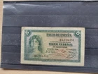 1935 5 Pesetas BILL VERY USED