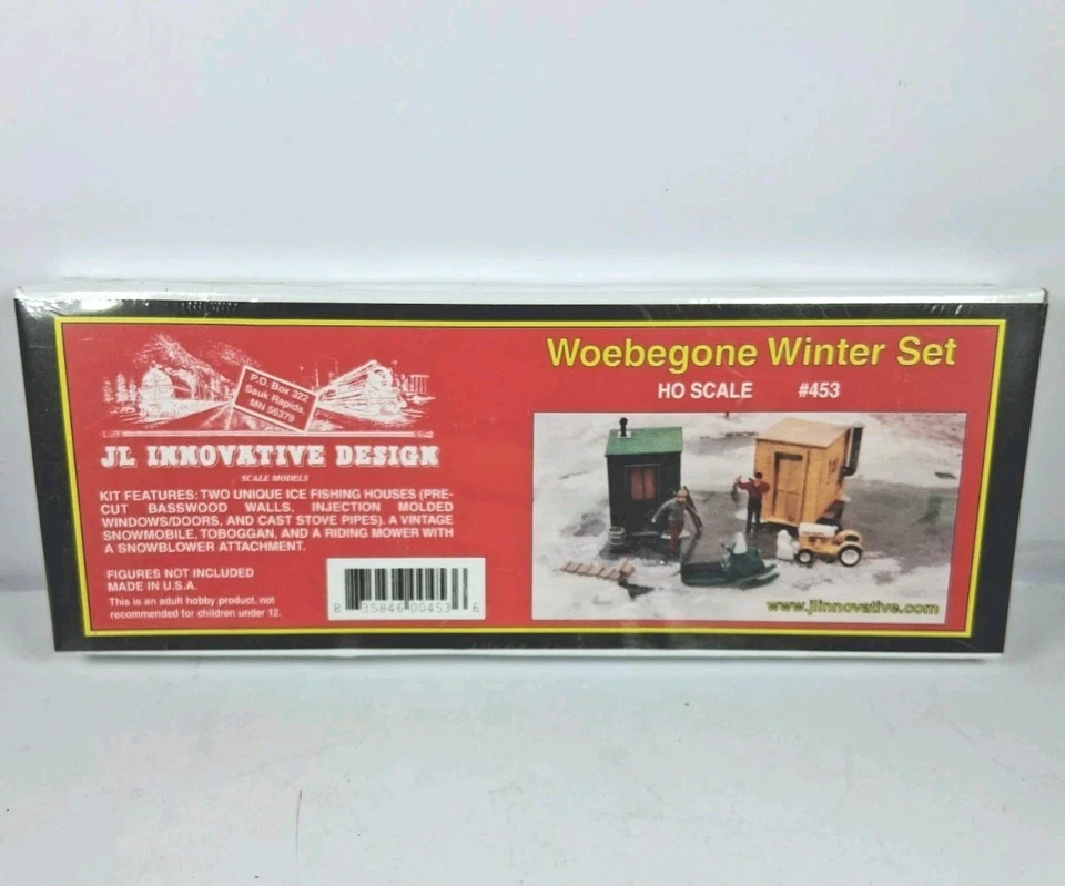 JL Innovative Design  #453 HO Laser Cut Ice Fishing Snowmobile Camp Winter Set - Image 4 of 4