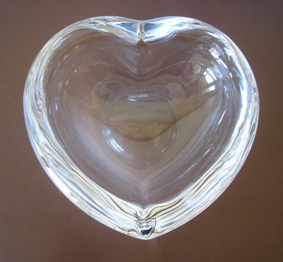 Orrefors Sweden Heavy Crystal Candy/Trinket Dish Heart Shaped 5.25  x 5.75'' x 2''