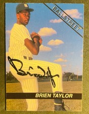 New York Yankees BRIEN TAYLOR signed auto autograph RC ROOKIE 92 BALLSTREET card. rookie card picture