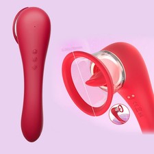 Oral Clit Licking Tougue Vibrator G-Spot Dildo Nipple Sucking Massager Sex Toy