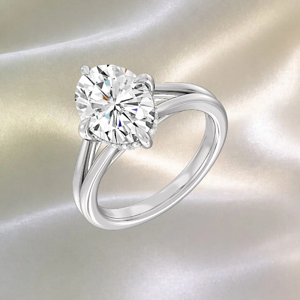 14 Karat Weißgold Diamant Verlobungsring IGI-zertifiziert im Labor gezüchtet ... - Bild 2 von 4