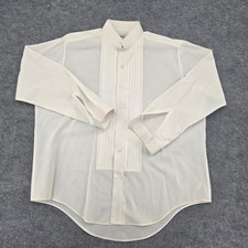 Pierre Cardin Vintage White Tuxedo Shirt Band Collar Pleated Bib French Cuff XL5