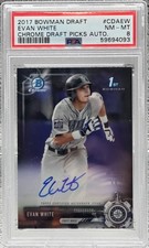 2017 Bowman Chrome AUTOGRAPH ~ EVAN WHITE Rookie RC Baseball Card PSA 8 NM-MT. rookie card picture
