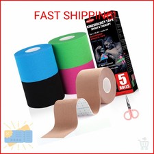 5 Rolls Kinesiology Tape, 5 Colors 2 inch x 16.4 Feet Waterproof Athletic Tape, 0.56 per gallon