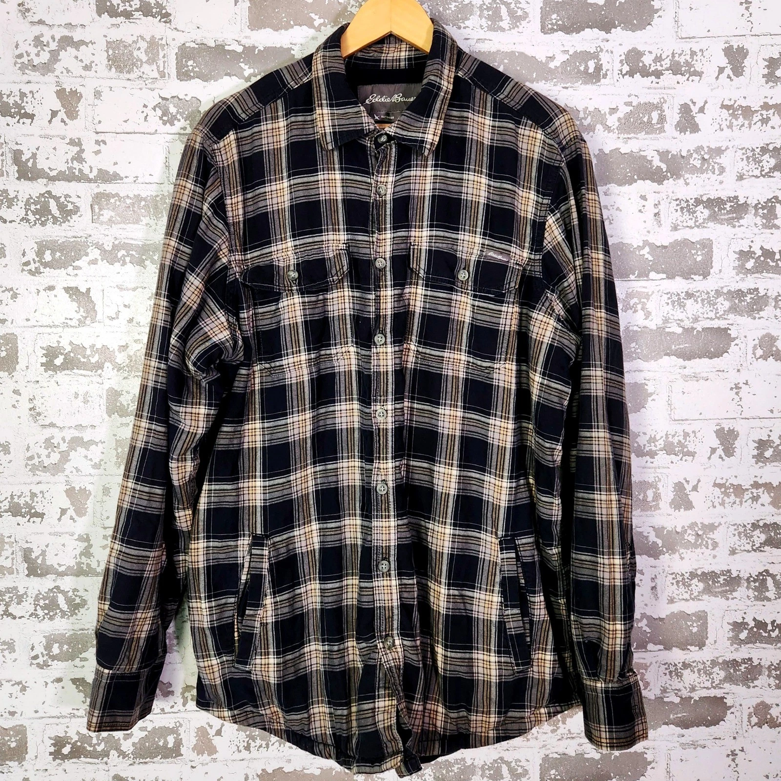 Eddie Bauer Men's Shirt Jacket Large Tall Blue Tan Plaid Cotton Flannel Outdoor
Opens in a new windo