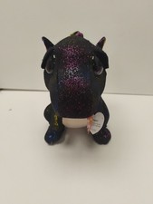 Ty Beanie Boos Anora Sparkling Black Dragon 9” Plush Glitter Eyes Rainbow Wings