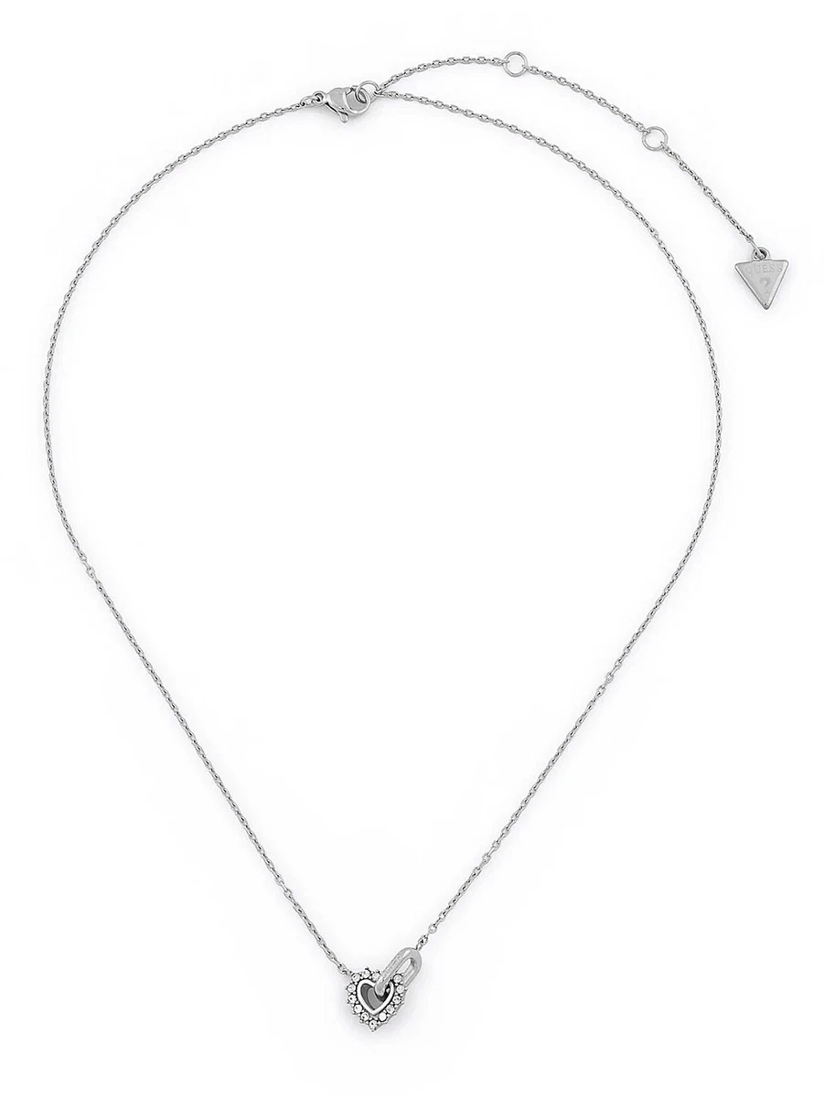 GUESS Collana A Catena Con Ciondolo Cuore Pavé - Oro - Lunghezza Regolabile 40,6 Cm + 5,1 Cm - 4