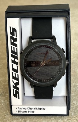 Sketchers Men's Sport Watch Analog & Digital, SR5071, Black, Silicone Strap New!