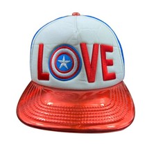 Marvel Captain America LOVE Snapback Hat OSFM Red White Blue Trucker Cap