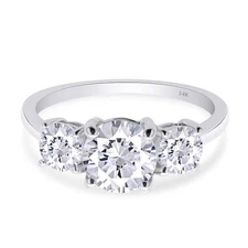 2.50 CTW Round Lab Grown Diamond Three Stone Engagement Ring in 14K White Gold