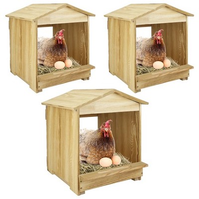 3Compartment Chicken Nesting Box, Wall Mount Wooden Egg Laying Box