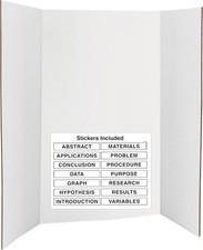 Trifold Poster Board 36" X 48" White Presentation Board - Self-Adhesive Science