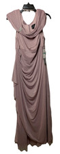 Alex Evenings Women's Long L-Neck Glitter Mesh Dress With Ruched Neck Line 16P