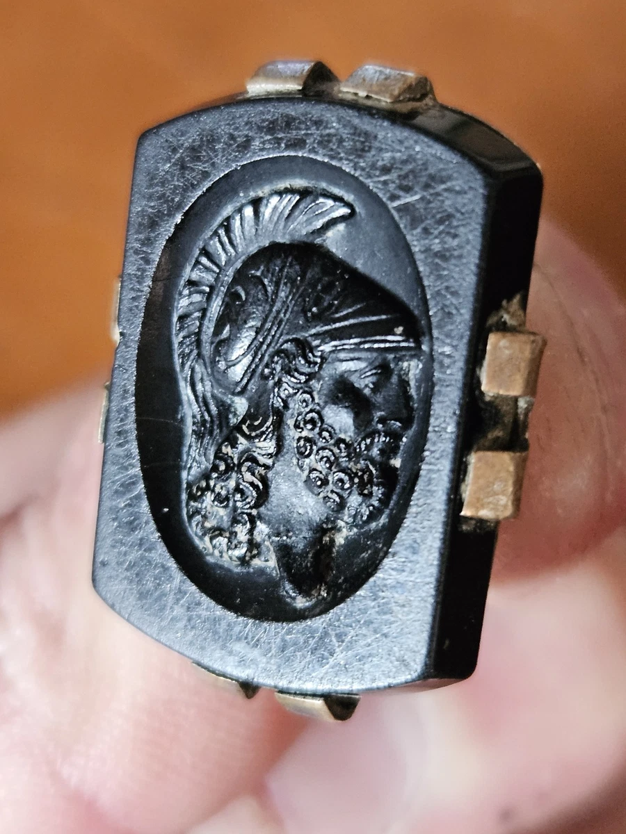 Camée Ancien XIXe Siècle En Agate - Représentant Mars Et Athéna - Bijou Antique