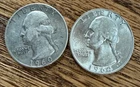 1964 & 1960 D WASHINGTON QUARTER - 90% SILVER Lot Of 2 Coins