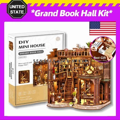Dreamy Book Hall DIY Book Nook Kit for Adults USA Handmade DIY With LED Lighting