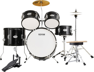 5-Piece Junior Drum Set with Brass Cymbals - Starter Kit