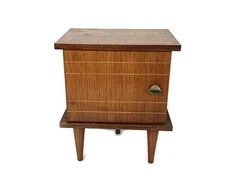 Vintage wooden Nightstand Mid Century Modern style End table Modernist Funky  Mo