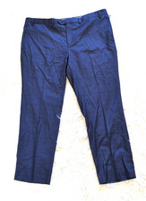 Michael Kors Mens Marvin Classic Fit Plaid Stretch Dress Pants Navy Blue 42x30
