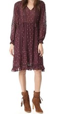 Ulla Johnson  “Myna” embroidered dress in aubergine size 0/UK6
