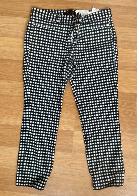 Banana Republic Women's Sloan Pant Size 6 Petite Pre-💗ed Blk/white Checked