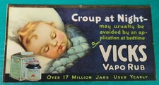 Advertising Ink Blotter VICKS Vapo Rub Salve w Sleeping Baby Graphics Antique