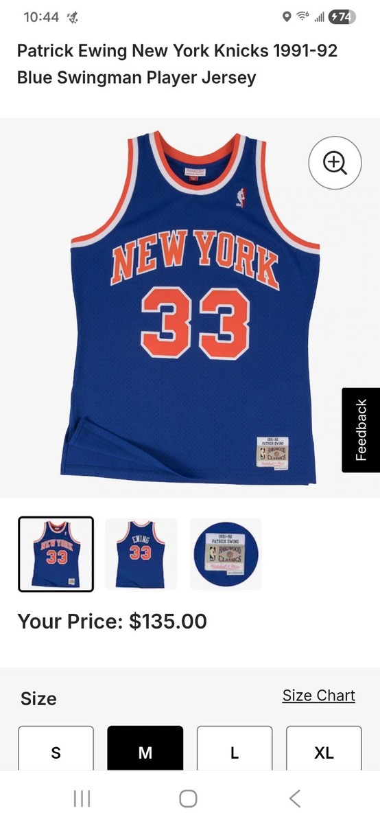 Patrick Ewing New York Knicks #33 Mitchell & Ness 1991-92 Blue