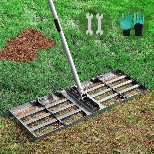Lawn Leveling Rake, Lawn Leveler with Stainless Steel Long Handle, Heavy Duty...
