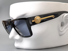 90's GIANNI VERSACE MOD372/DM col.852 SUNGLASSES Medusa Black Frame Vintage
