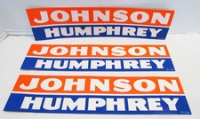 LYNDON JOHNSON HUBERT HUMPHREY LOT OF 3 POLITICAL CAMPAIGN BUMPER STICKERS 1964