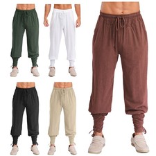 Men Pants Gothic Trousers Performance Costume Halloween Victorian Medieval Rave