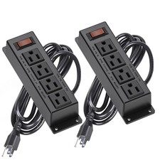2 Packs Mountable Power Strip with 4 Outlet, Wall Mount Under Desk Power Stri...