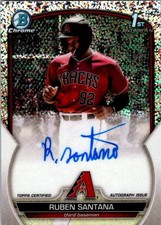 2023 Bowman 1st Chrome #CPA-RSA Ruben Santana /299 Speckle Sparkle RC Auto Card