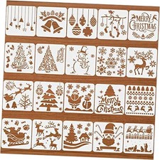 20 Pieces Christmas Stencils Template Reusable Plastic Craft for Art Drawing