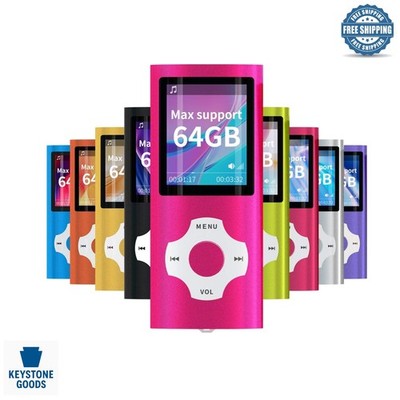Pink Portable MP3 Player with 64GB, LCD Screen & Multiple Features