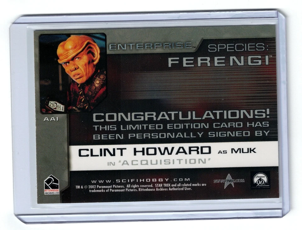 TARJETA AUTÓGRAFA CLINT HOWARD AS FERENGI MUK AA1 STAR TREK ENTERPRISE TEMPORADA 1 Foto 2 de 2