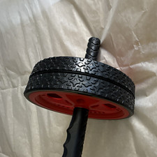 Double Wheel Ab Roller Non-Slip Foam Handles Black/Red for Home Gym Training