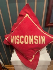 VINTAGE 1910s University of Wisconsin Badgers Football Pillow 💥SEWN LETTERS WOW