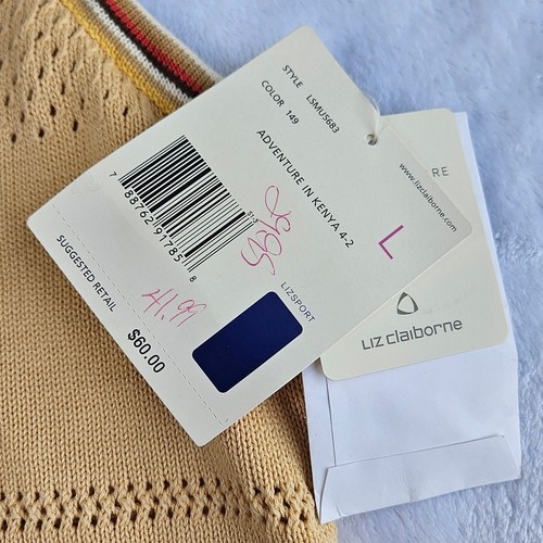 Neu Vintage 90er Y2K Liz Claiborne LizSport ärmelloses Strick Safari Top Large - Bild 6 von 12