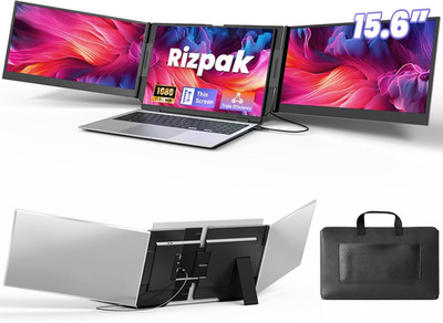 One Cable Laptop Screen Extender, 15.6  Ultra-Slim Triple Portable Monitor, 1080