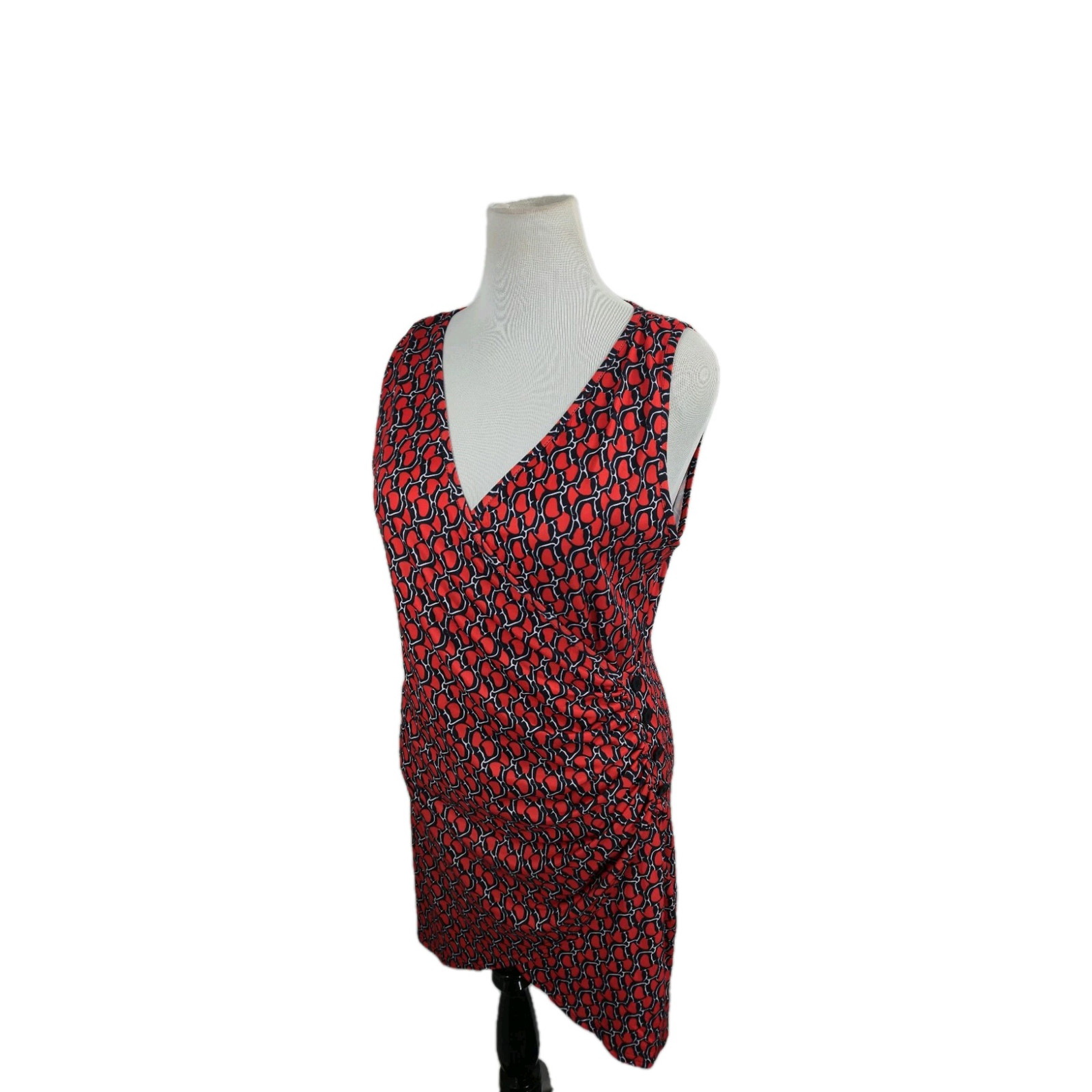 Women's Faux Wrap Dress 2XL Ruched Slimming  Jersey Stretch Side Button