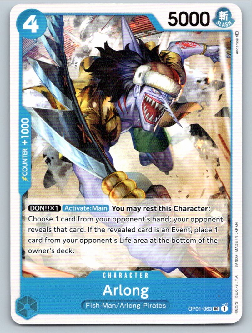 2022 ONE PIECE ARLONG ROMANCE DAWN OP01-063 UNCOMMON NM A16822 FREE S&H