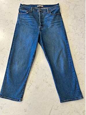 Levi s Jeans Ribcage Straight Ankle Blue High Rise Button Fly Size 32