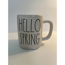 RAE DUNN Magenta Artisan Collection HELLO SPRING Ivory Yellow Interior Mug New