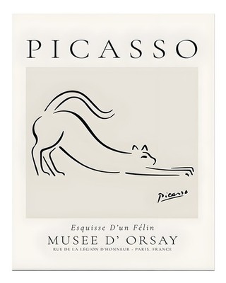 Minimalist Cat Sketch Wall Art Poster - Picasso Style Print Home Decor