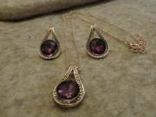 Purple Crystal Necklace & Earring Jewellery Set