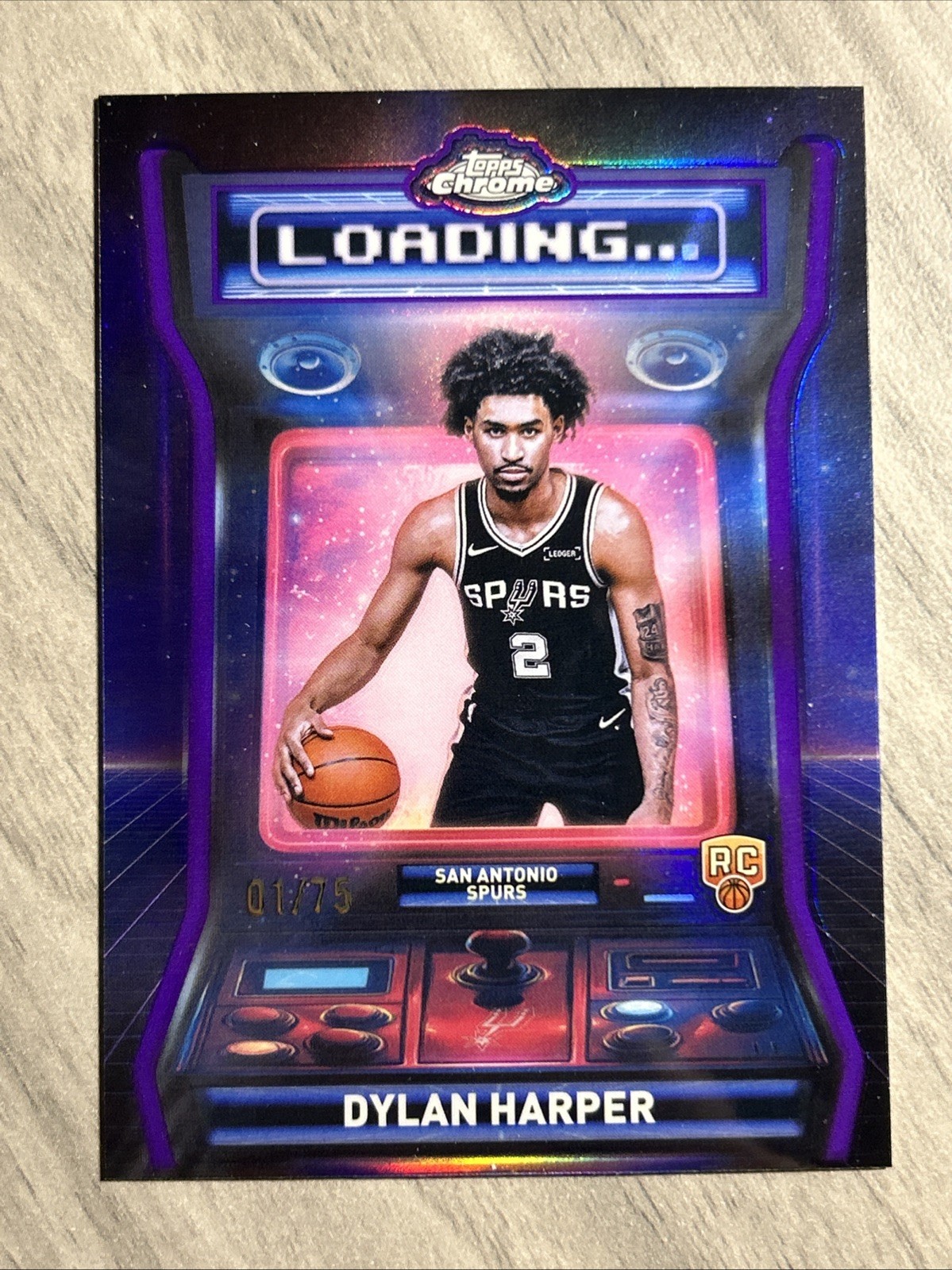 Dylan Harper 2025-26 Topps Chrome True Purple Loading Rookie RC Spurs #1/75