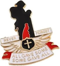 Commemorative Poppies Pin badge, Never Forget, All Gave Some, Some Gave All